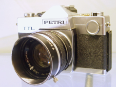 Before You Delete Photos, Check Whether You Have a Separate Copy A silver and black Petri film camera viewed from the front.